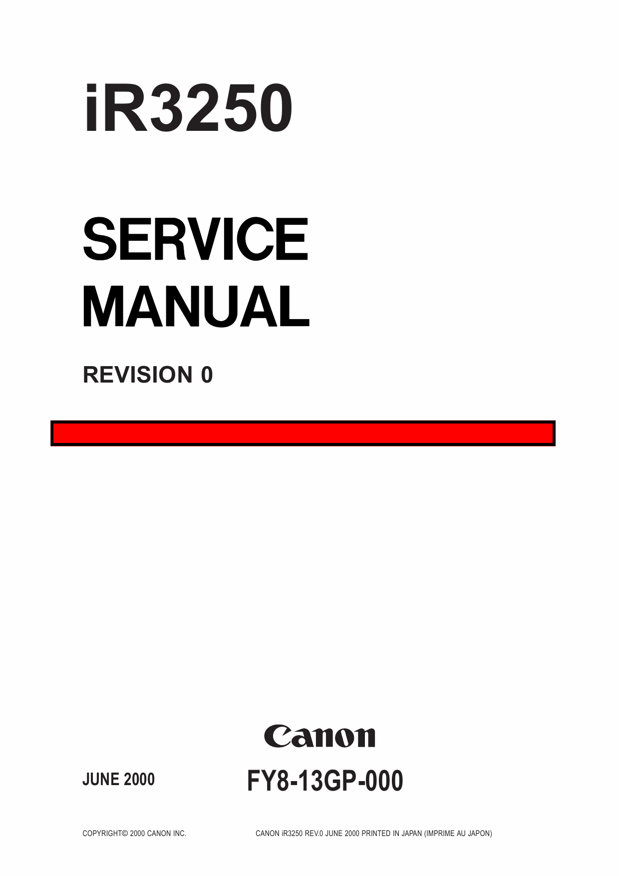 Canon imageRUNNER iR-3250 Parts and Service Manual-1